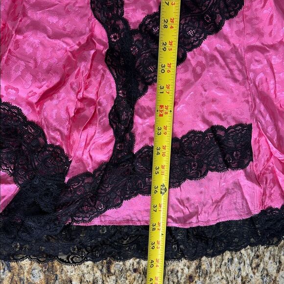 KOCHÉ COLLECTIVE Pink Satin Leopard Print Asymmetric Dress with Lace Trim Size M - Picture 10 of 11
